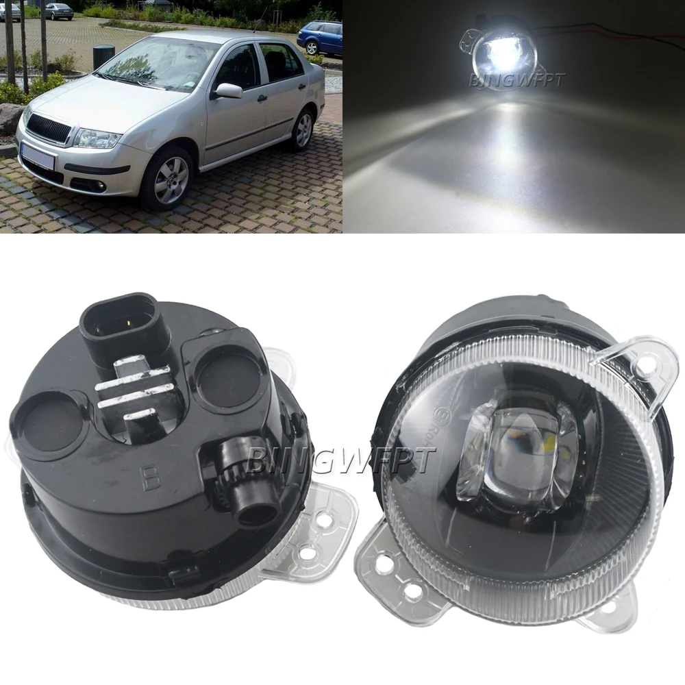 2 X LED Fog Light Assembly For Skoda Fabia Mk1 2005 2006 2007 2008 Car Front Bumper Lens Fog Driving Lamp