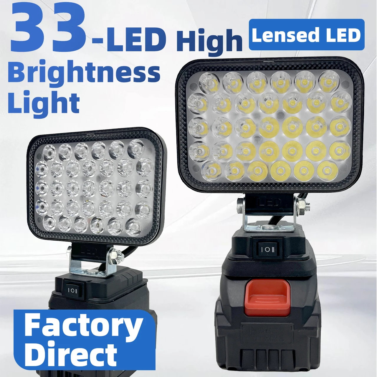 4-inch 33-LED high-brightness light, compatible with Makita style, for outdoor fishing, construction sites, and camping