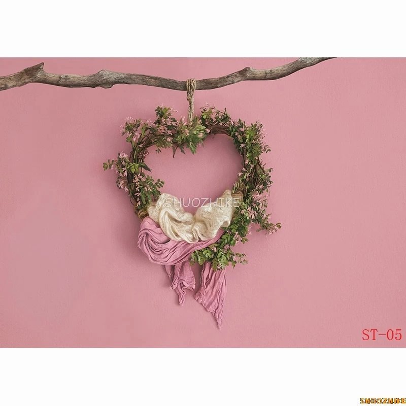 Newborn Baby Photography With Tree Swing And Fur Garland Backdrop Floral Birthday Hundred Days Studio Background XSE-22