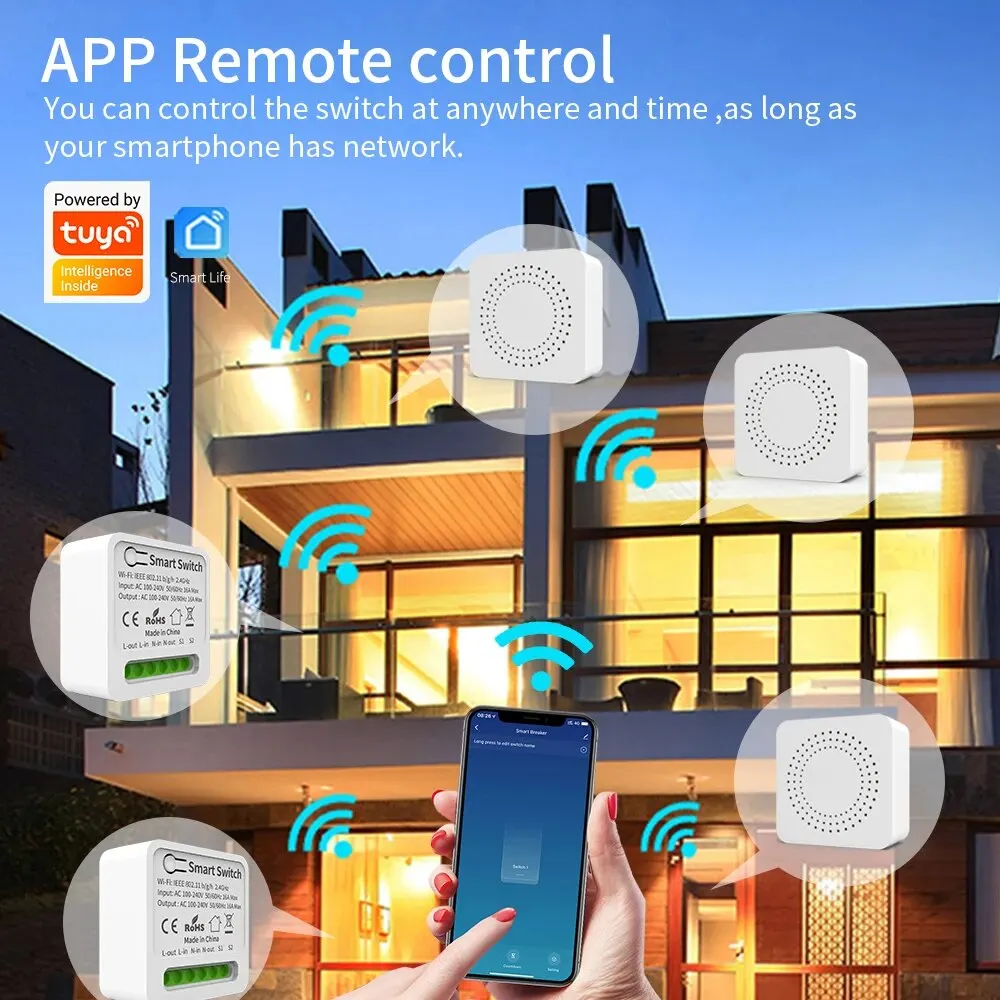 16A MINI Wifi Switch DIY Smart Home Relay Smart LIfe APP Control Remotely Timer Works With Alexa Google Home Alice