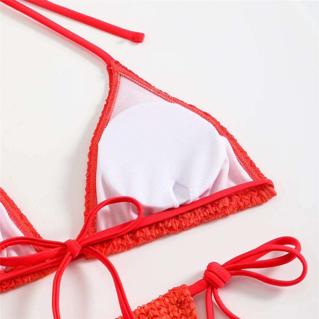 3-teiliger Bikini mit Rock, Neckholder und hohem Beinausschnitt, Damen-Badeanzug, dreiteiliges Bikini-Set, Damen-Bademode, Badeanzug, Schwimmanzug V6506 – Detail 17