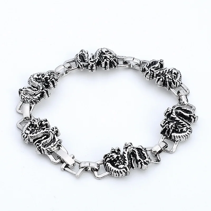 Pulseira de elo retrô dominador em forma de dragão masculino, anel torneira, fivela de jóias, moda coreana, venda quente, atacado