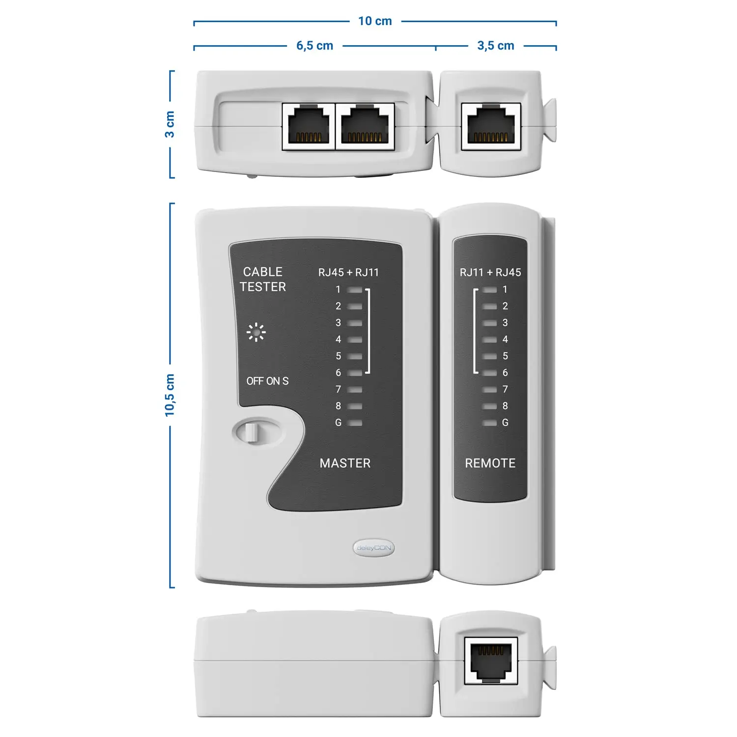 ZoeRax RJ45 Tester kabli sieciowych Narzędzie do testowania kabli sieciowych RJ45 LAN Ethernet Cat6 Cat6a Cat5 Cat5e Cat7