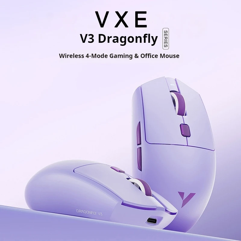 

VXE Dragonfly V3 4-Mode Wireless Mouse Lightweight Ergonomic Long Battery Life For Small Medium Hand PC Gaming Office Computer