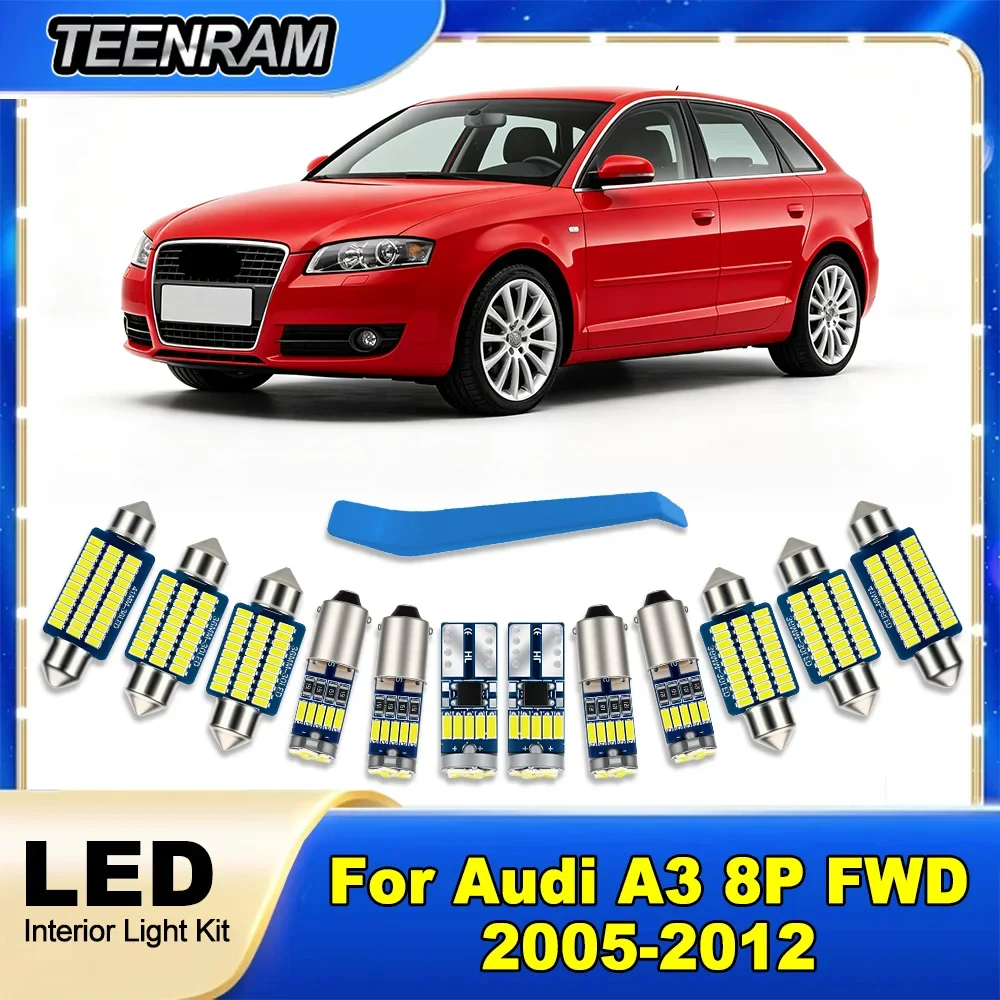 For Audi A3 8P FWD 2005-2012 Canbus Car Bulbs LED Interior Map Dome Vanity Mirror Trunk Glove Box Light Kit 2010 2011 2012