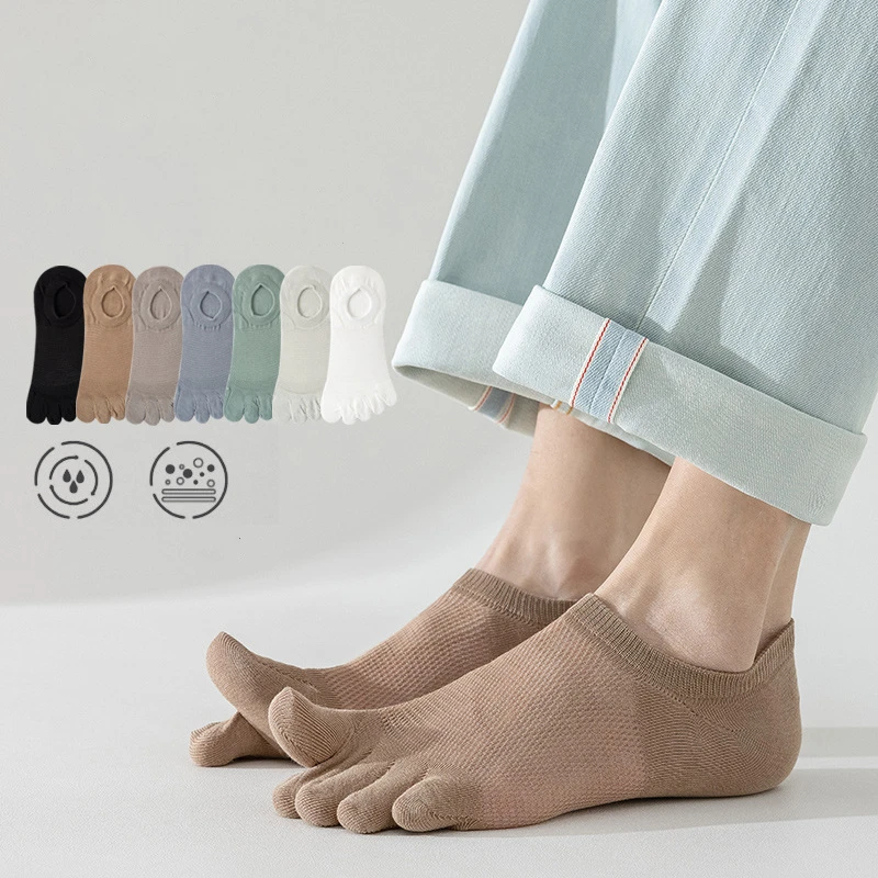 

1 Pairs Summer Men Sports Socks Cotton Thin Breathable Mesh Candy Color Five Finger Sports Socks Invisible Ankle Split-Toe Socks