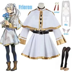 Sousou No Frieren Cosplay Costume Wig Shoes Anime Figures Magician Dress Elf Ear Halloween Party Charistmas for Women
