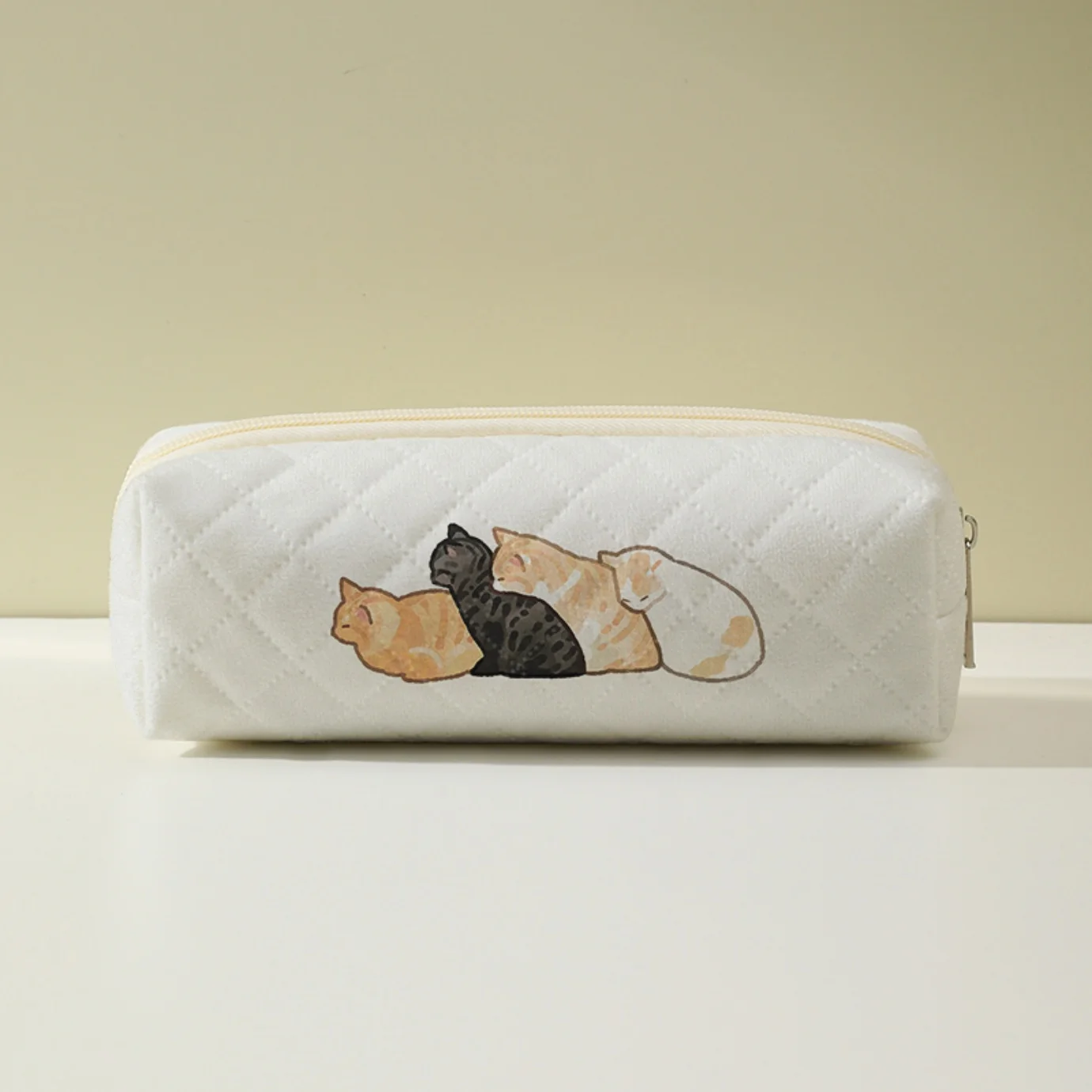 Cute Stacked Cats Print Pencil Case Large Capacity Zipper Stationery Bag, Portable Pouch for Students School Daily Use