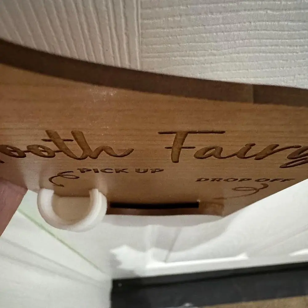 شماعة باب الأسنان الخشبية تشجع العناية بالأسنان، حاوية تذكارية للأسنان الجنية، فأرة الأسنان المزخرفة #6