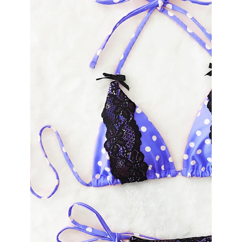 Neue Soft Bag Lace Dot Sexy Neckholder Krawatte Bikini Set Sommer Strand Mode