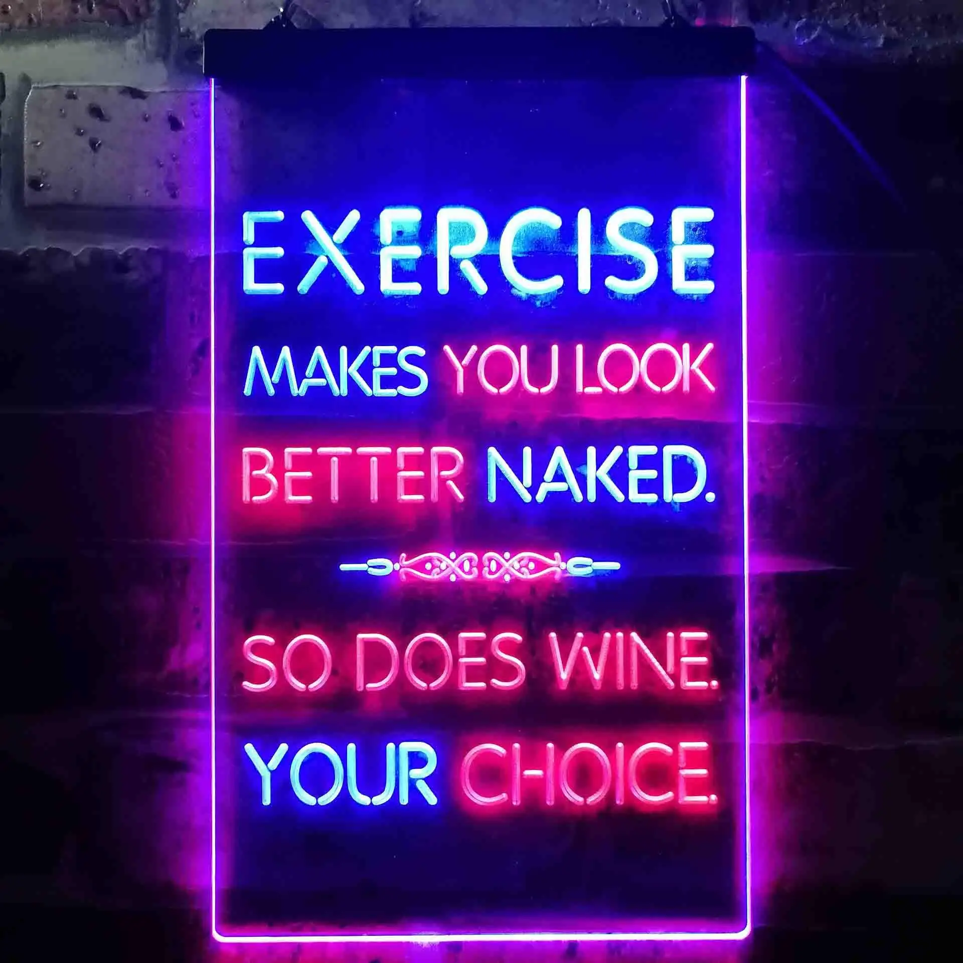 

Exercise vs. Wine. Your Choice. Funny quote Dual Color Led Neon Sign st6-i3516