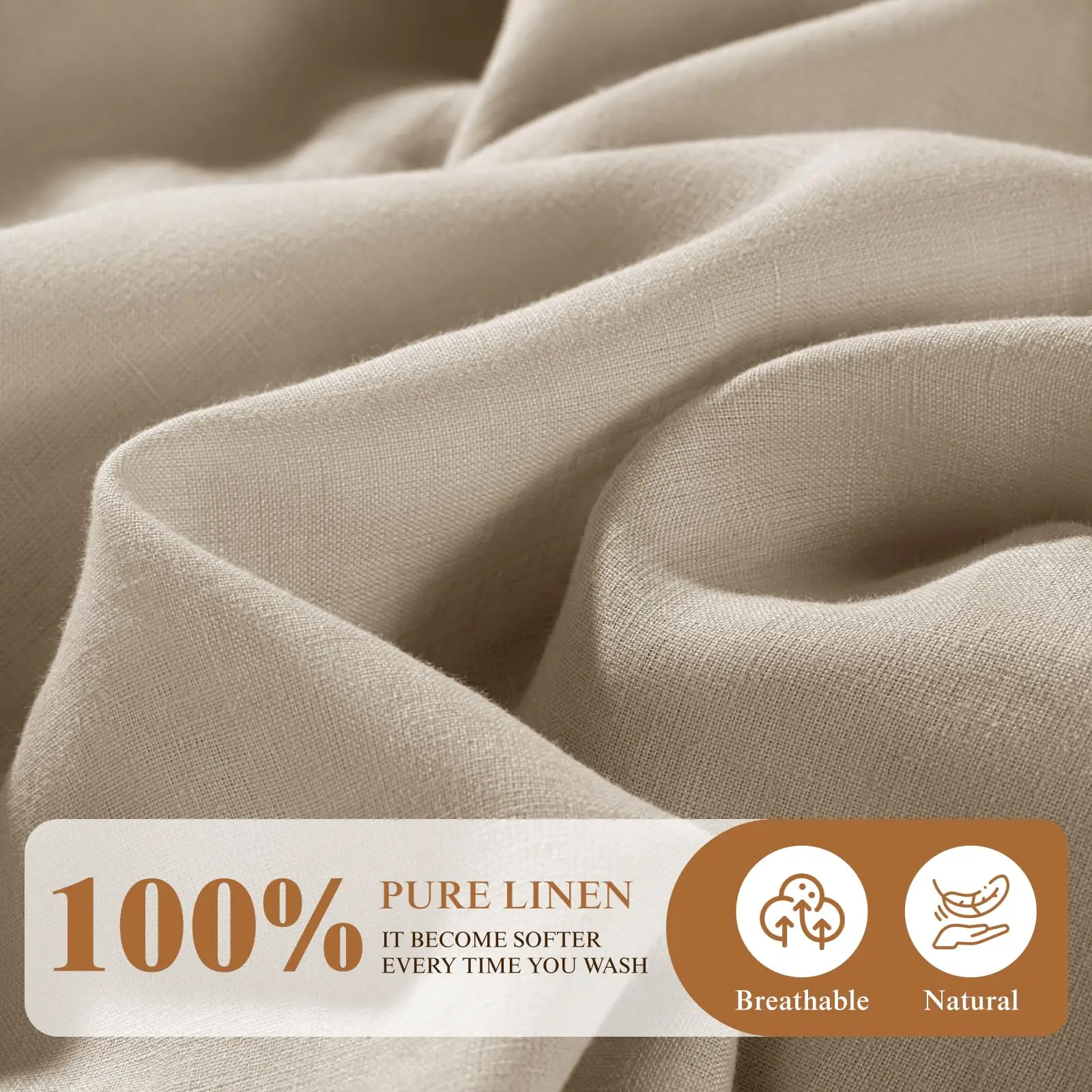 Natural Linen Fitted Sheet 100% Flax Stone Washed Breathable Mattress Cover for Hot Sleepers
