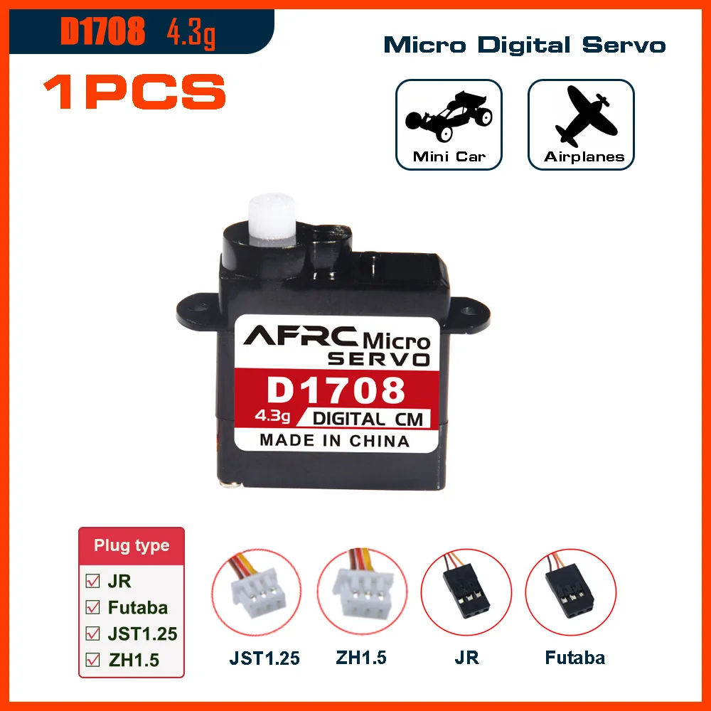 AFRC 4.3g Micro Digital Servo For RC Mini Cars and AirPlanes 0.075sec Fast Coreless Motor JR Futaba JST1.25 Plug Accessories