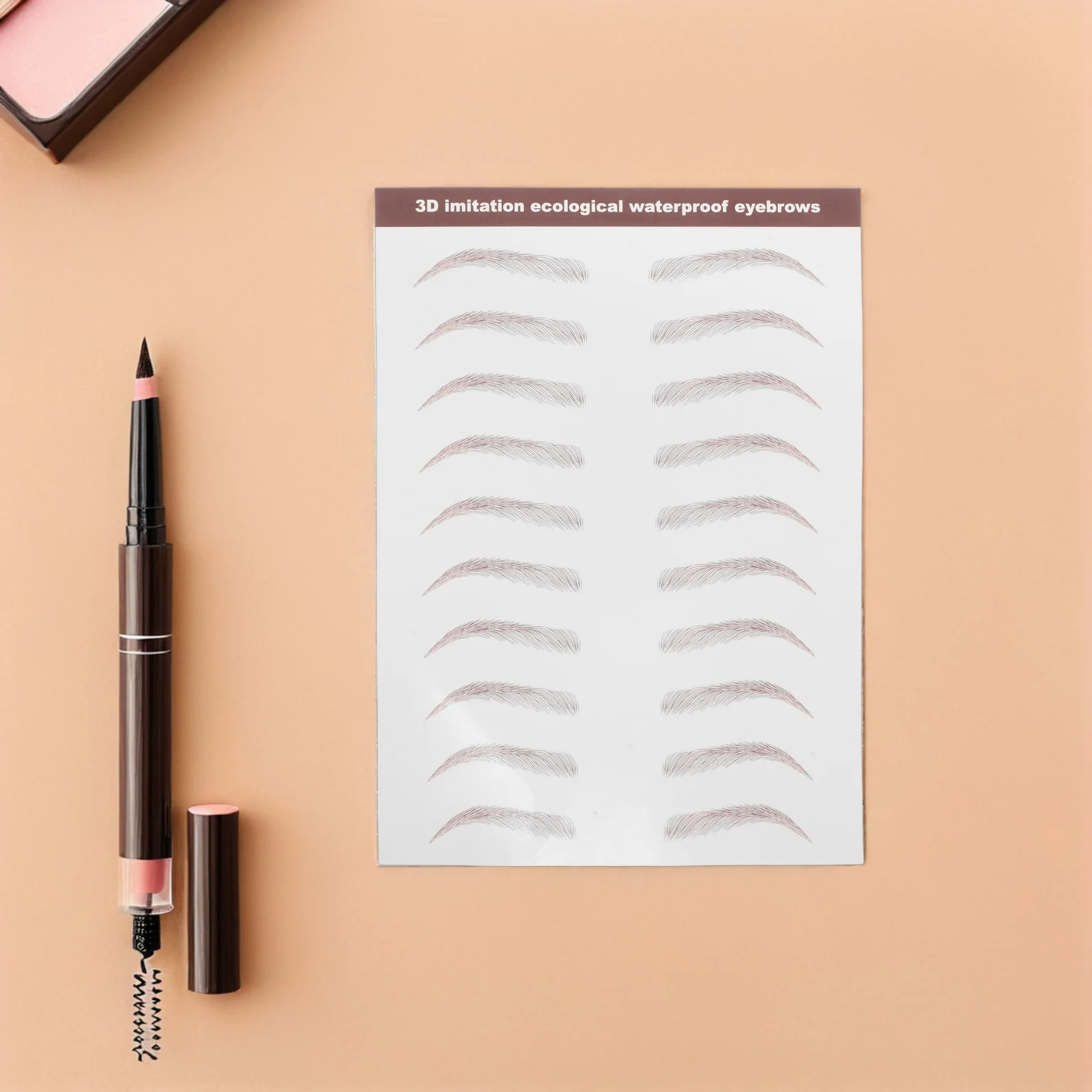 

3 Sheets Brown Hair Like Waterproof Eyebrow Stickers Realistic Temporary Fake Peel Off Decal Transfers Grooming Shape