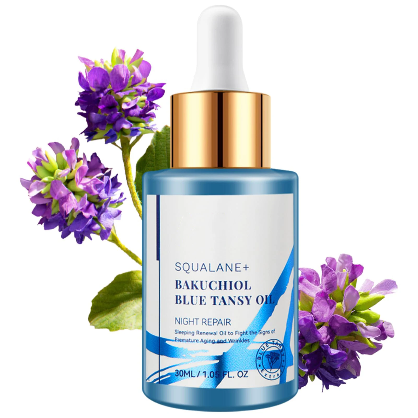 

Squalane Bakuchiol Blue Tansy Oi anti-aging Wrinkle Serum Vegan Jojoba Night Repair Facial Glow Face Oil For Skin Beauty