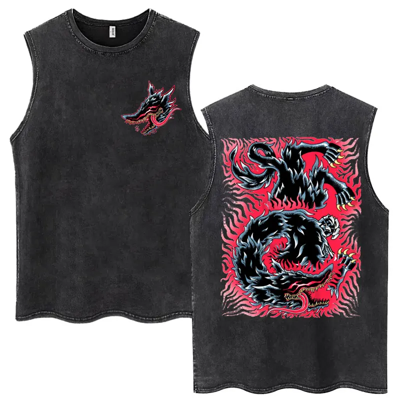 Anime Berserk Guts Gewaschen Harajuku Tank Tops Retro Manga Gatsu Griffith Zodd Ärmellose T Shirts Unisex Baumwolle Übergroßen T-Shirt