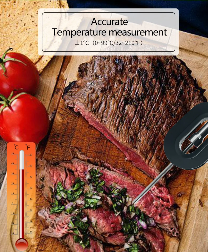 Food Thermometer Digital Wifi Smart Rechargeable Wireless Remote Meat Cooking BBQ For Steak Oven Grill Smoker With Magnet