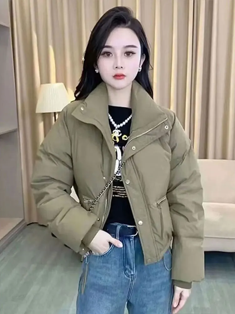 

American Sle Thiened ort Cotton Jaet Women's Winter New Arrival 2025 Stand Collar Small Size Cotton Clothes