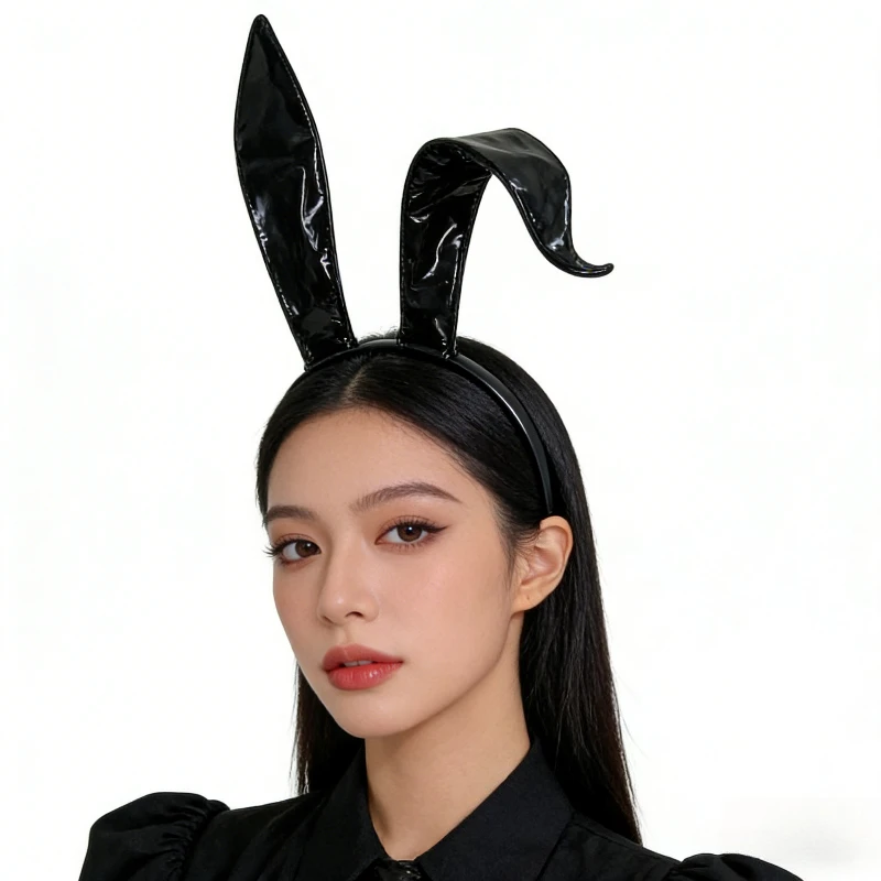Hasenohren-Stirnband für Damen, Formbares Drahtgestell-Hasenmädchen-Haarband für Halloween-Cosplay-Party und Dienstmädchen-Kostüm – Detail 4