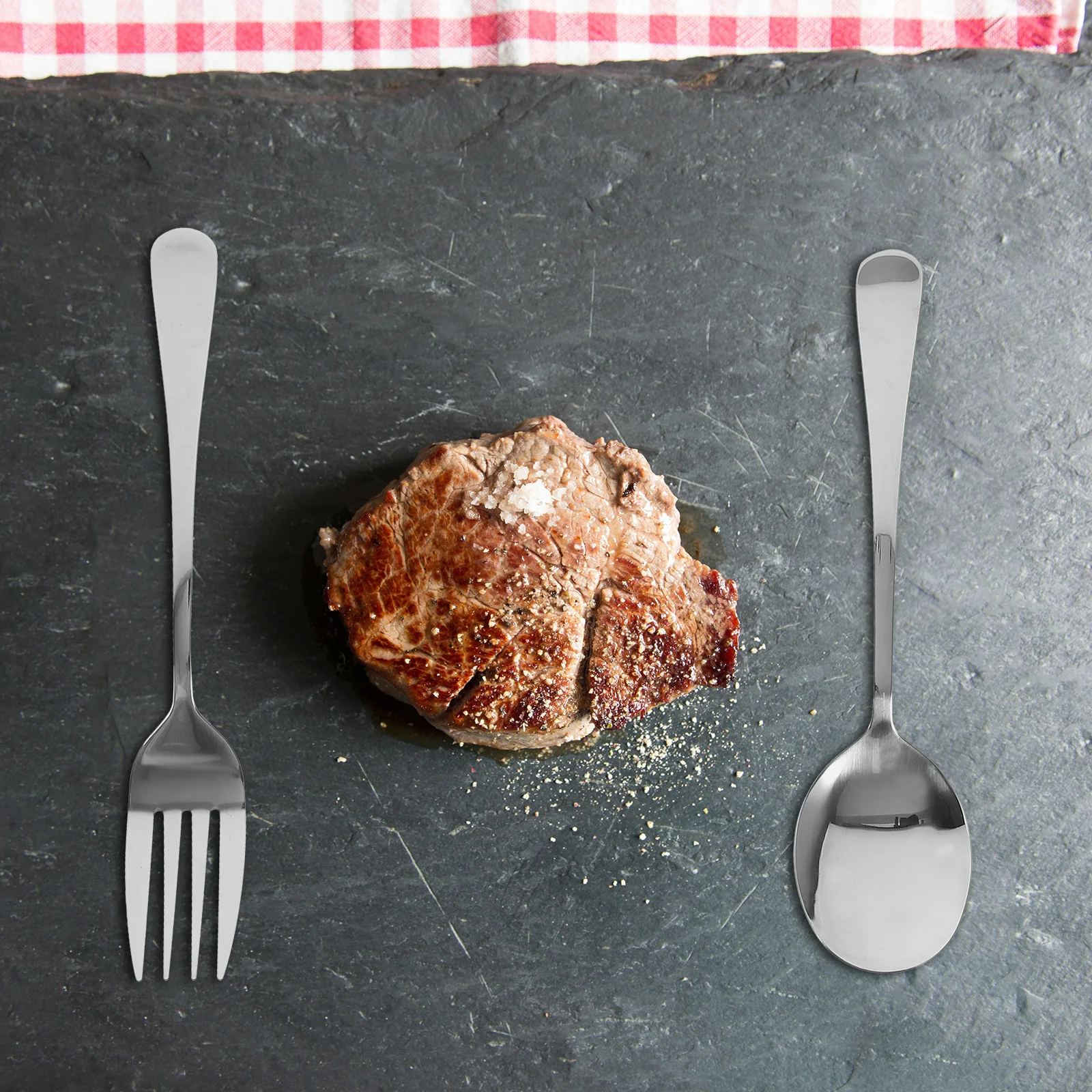 

1 Set Stainless Steel Serving Spoon Utensils Kit Flatware For Home Restaurant Kitchen Essentials Reusable Tableware Set