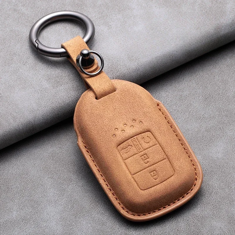 

Leather Car Remote Key Case For Honda Civic Accord Vezel Fit CRV HRV Crz Hrv Polit Jazz Jade Key Cover Fob Keychain Accessories