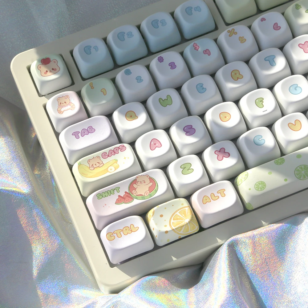 

Тема Fruit Paradise Keycap MOA Profile Круглые милые механические колпачки для клавиатуры PBT Термосублимационные белые розовые колпачки для клавиш с героями мультфильмов