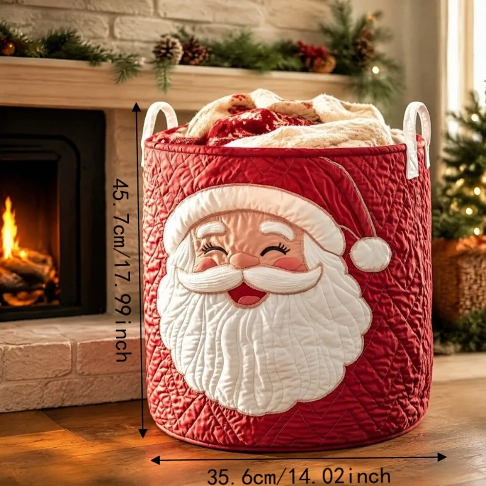 Cute Rectangular Laundry Basket Storage Fabric Laundry Bin Snowmen Design Storage Basket Dorm 6