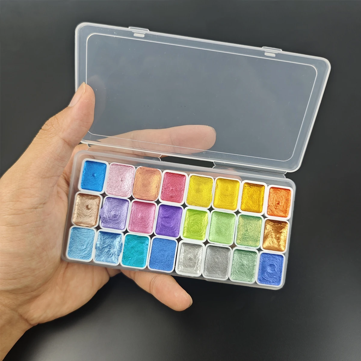 24 Shades Metallic Pearl Watercolor Pigment Set Glitter Solid Paint for Nail Art Painting Calligraphy Craft Accessories image 4