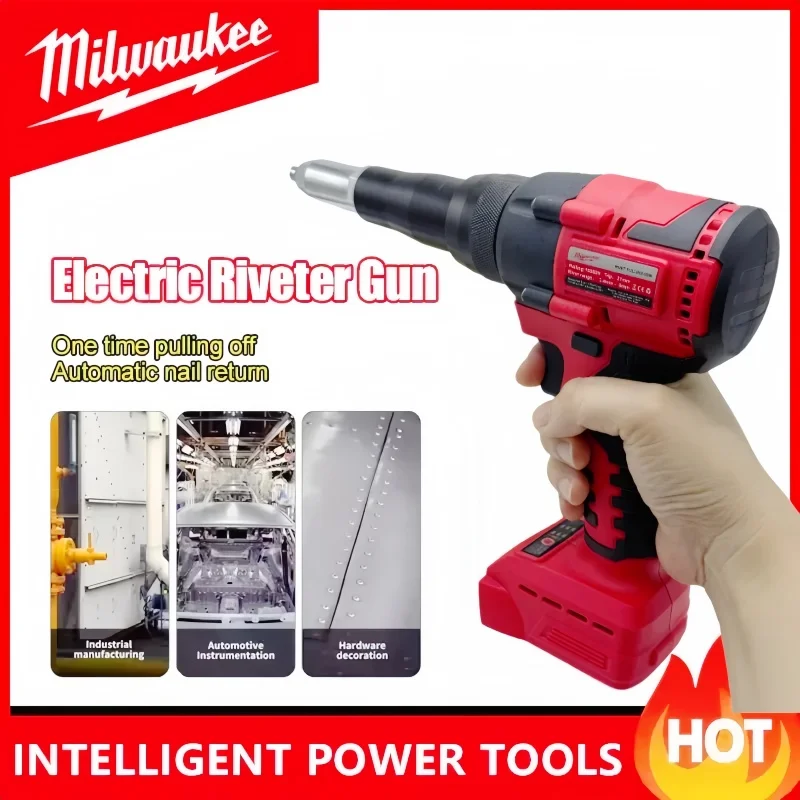 Milwaukee 4,8mm elektrická nýtovačka Akumulátorová bezkartáčová nýtovačka Automatický nýtovací nástroj s LED světlem pro 18V 20V baterii - náhled 4