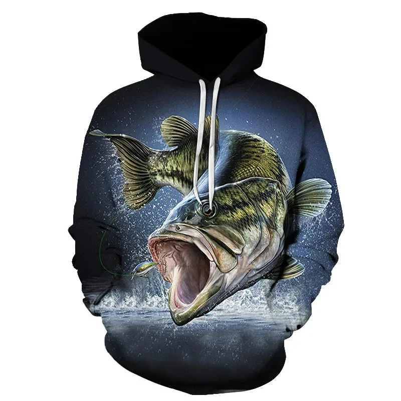 New 3D Printing Fishing Pattern Men\'s Hoodie Outdoor Fish Hunting Sweatshirt Men\'s and Women\'s Fashion Plus Sizes sudaderas tops