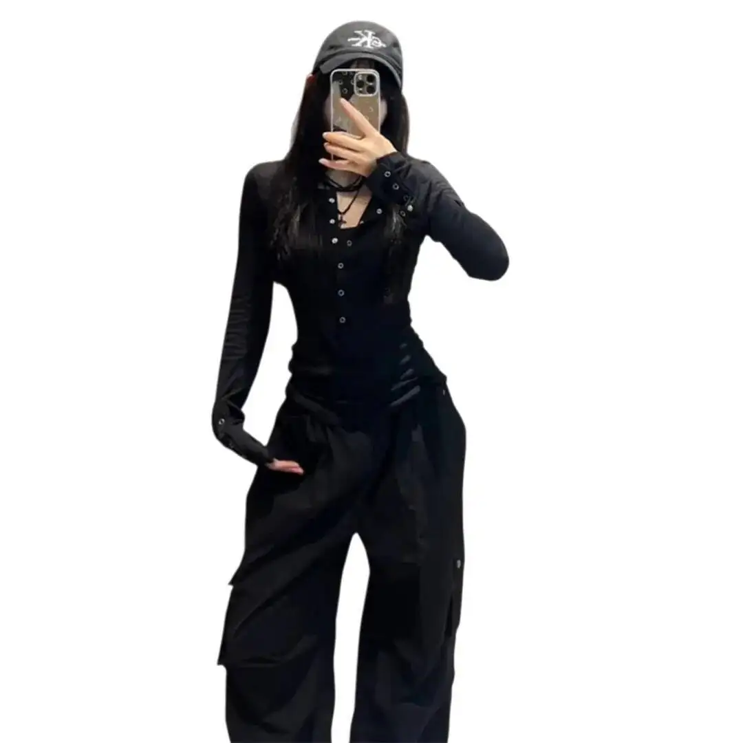 Damska warstwa bazowa 2025 Jesień Nowa elegancka koszulka damska z dekoltem w serek, długi rękaw, dopasowany krój, styl seksowny, wyszczuplająca bluzka bazowa