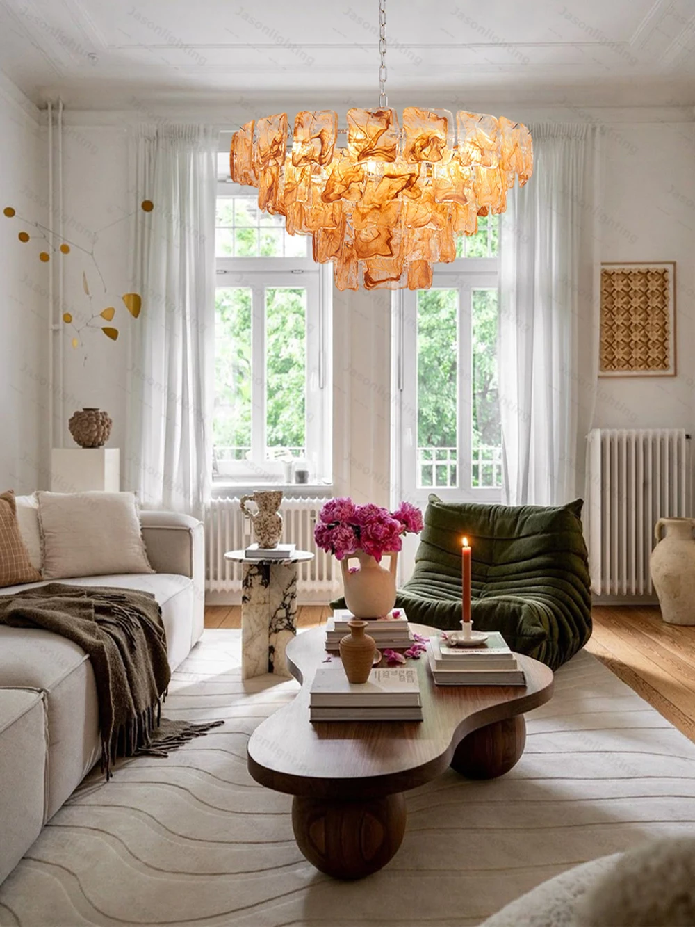Blue Eyes Glass Collection Dimmable LED Chandelier