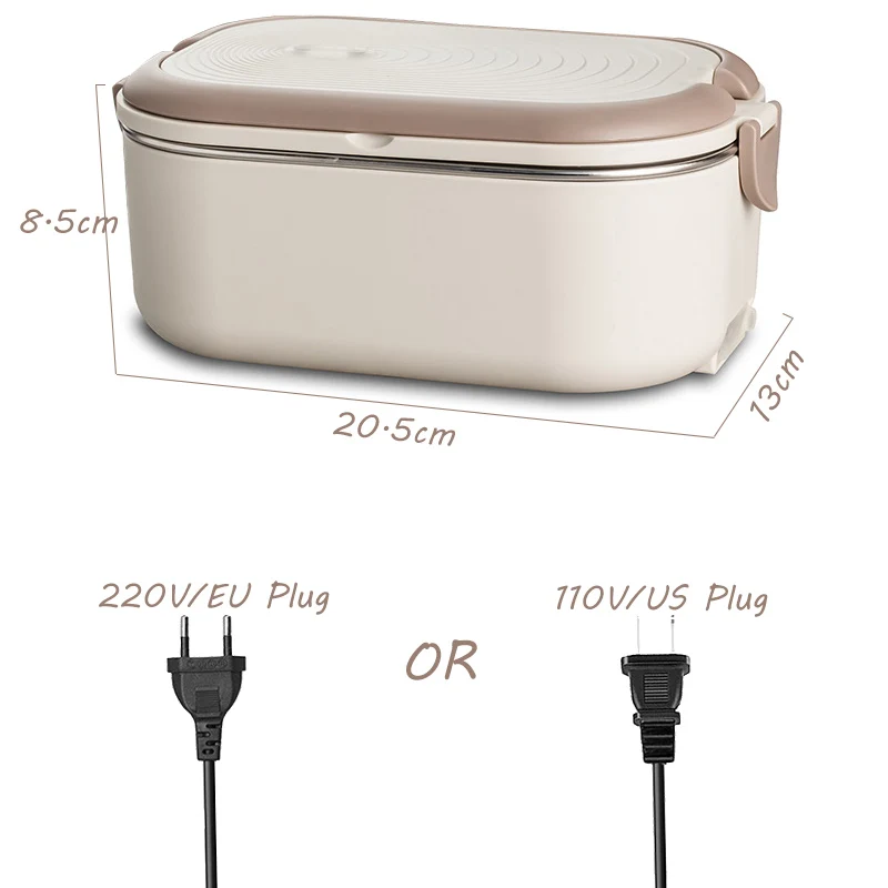 Ue eua plug elétrico aquecido lancheira refeição aquecedor de alimentos 220v 110v 1l viagem trabalho ao ar livre recipiente aquecedor de alimentos conjunto de aço inoxidável