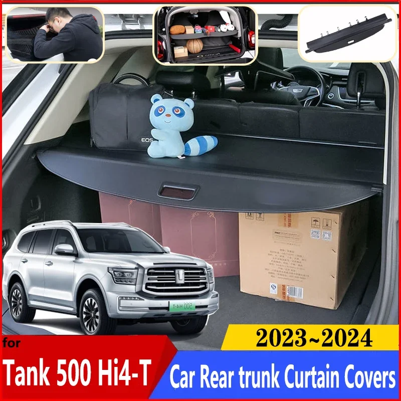 

Car Trunk Curtain For GWM Tank 500 Hi4-T 600 2023 2024 Auto Anti-peeping Trunk Luggage Curtain Retractable Cover Car Accessories