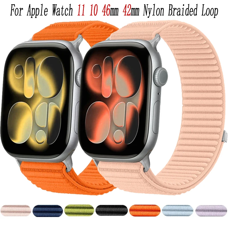 Nylon-Geflechtarmband für Apple Watch Ultra 3-1 49mm 11 10 46mm 42mm Armband iWatch 9 8 7 45mm 41mm 6 5 4 SE 44mm 40mm