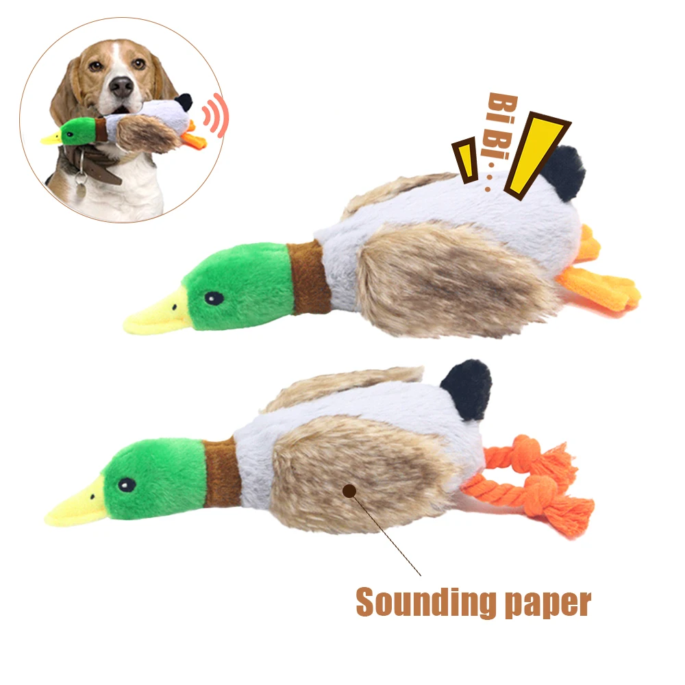 

Cute Plush Duck Sound Pet Toy Animal Squeak Dog Toy Cleaning Tooth Dog Chew Rope Chew Toys for Small Medium Dogs Interactive Toy