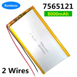 7565121 3.7V 8000mAh Rechargeable li Polymer Li-ion Battery For Tablet pc MID panel E-Book Power Bank Portable Consumer