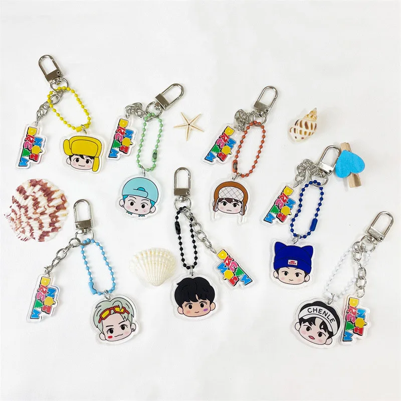 Kpop Keyring NTDREAM Candy Cartoon Member Double Sides Acrylic Keychain Pendant Jaemin Renjun Mark Bag Accesssories Fans Gift