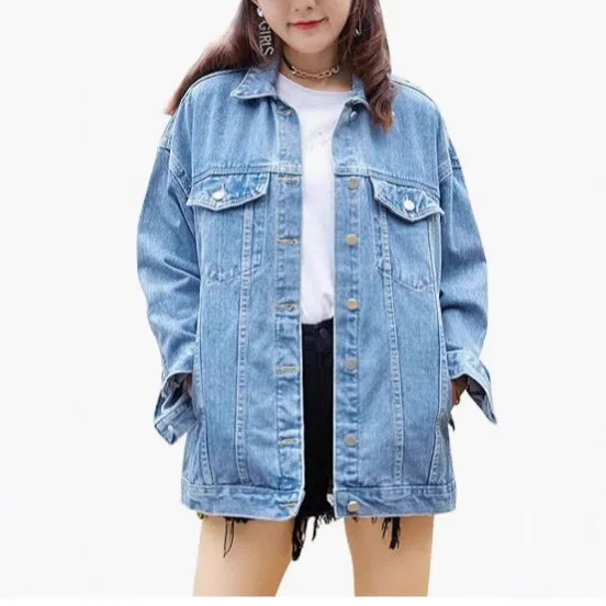 New Spring and Autumn Fashion Commuter Long-sleeved Loose-fitting, Comfortable and Casual Lapel Denim Jacket Europe and America
