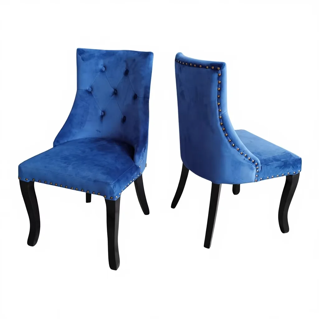 #Modern Luxury Dining Room Chairs New Design Blue Velvet Fabric Coffee Home Commercial Banque Chair for Dining Table