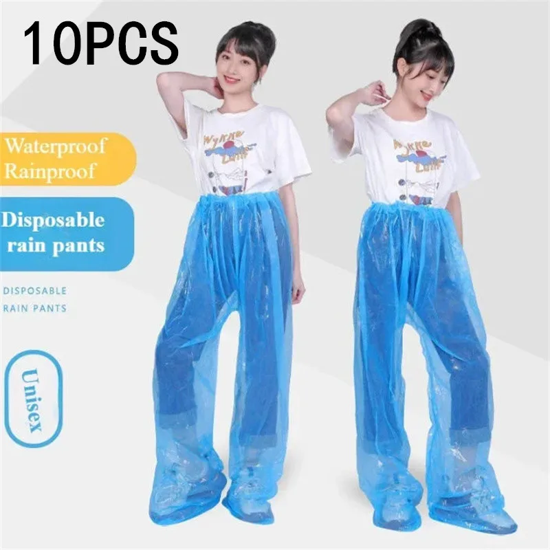 1/5/10 Stück Einweg-Regenhose, tragbare, spritzwassergeschützte, zweiteilige Regenhose für Outdoor, Reisen, Drifting, Radfahren, fußbedeckende Regenhose