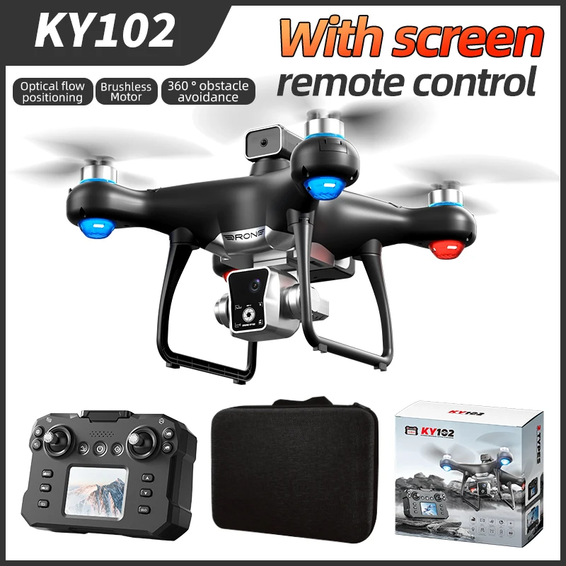 KY102 Drone 4K Remote Control Wizard with Screen Brushless Motor Optical Streaming Electric Lens HD Aerial Photography rc dron