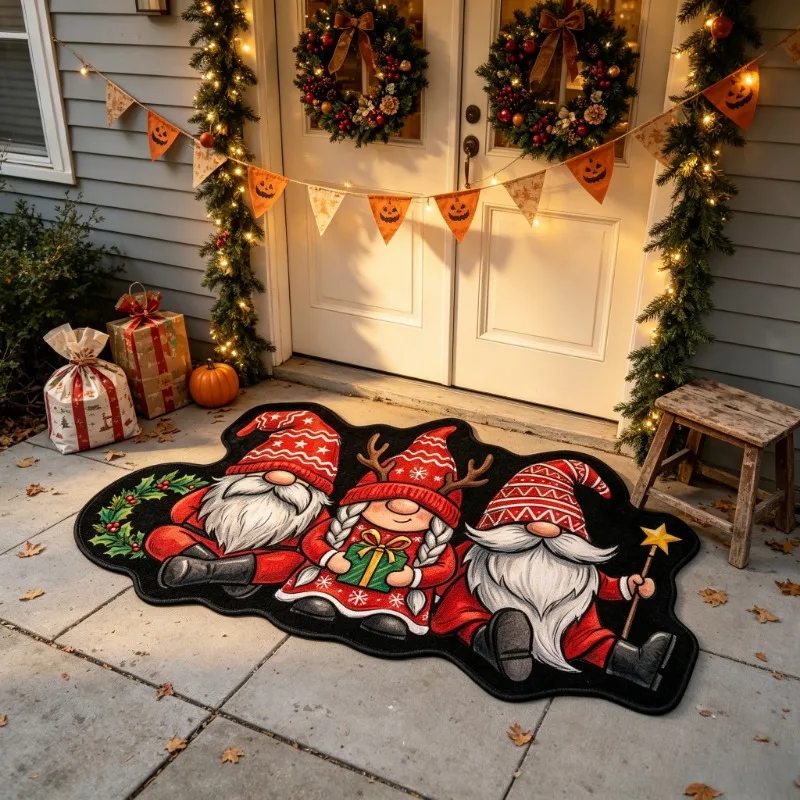 American Country Christmas Santa Rug Non Slip Mat for Living Room Bedroom Kitchen Holiday Home Decor Washable Carpet