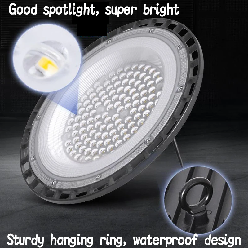 Супер яркий светодиодный светильник UFO High Bay AC85-265V 100W-300W IP65 Водонепроницаемый коммерческий промышленный гаражный мастерский Тренажерный зал Рыночная лампа