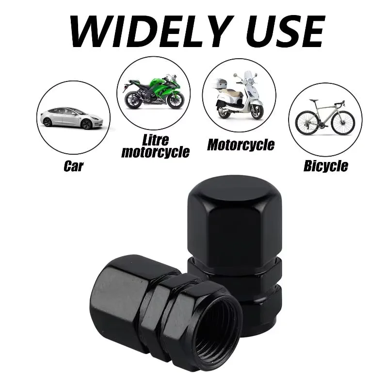 4 Pcs Aluminum Car Tire Valve Caps Hex Alloy Tyre Valve Airtight Cover Waterproof Dust For Automobiles Motorcycles Trucks Bikes