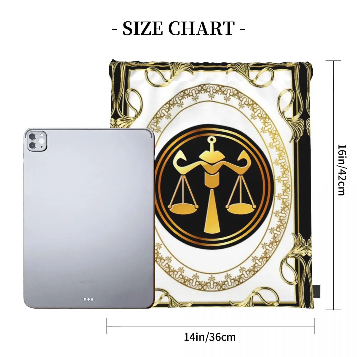 Gold Scales Of Justice Law Logo Lawyer  Backpacks Drawstring Bags Drawstring Bundle Pocket Sports Bag Book Bags For Man Woman