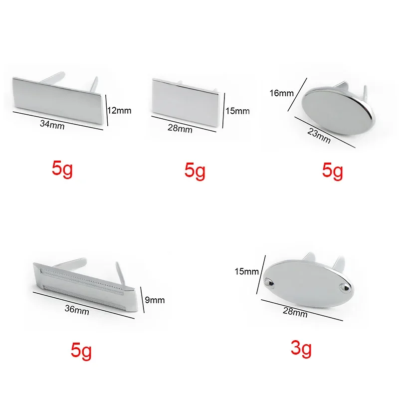 5/30/100 buah 36/34/28/23MM Oval, Label logam persegi panjang untuk DIY huruf jahit garmen tas dompet ukir membuat nama Anda Label