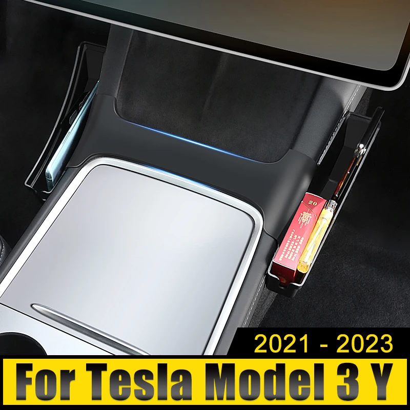 

Car Accessories For Tesla Model 3 Y 2021 2022 2023 ABS Central Control Side Storage Box Organizer Cover Holder Case Trim Tray