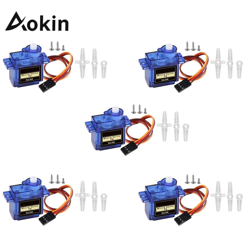 Aokin Sg90 Servo Motor Micro 9g 180 360 Degree Mount Sg90 Kit Without Metal Gear Pro Rc Car Toy Airplane Arduino Uno Diy