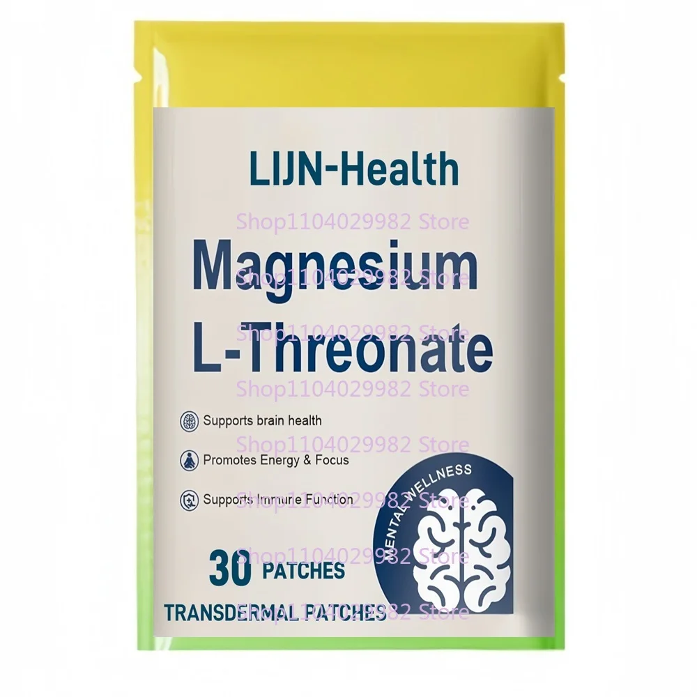 30 Patches Magnesium L-Threonate Transdermal Patches with Vitamin C & Vitamin D3 Supports Memory, Focus